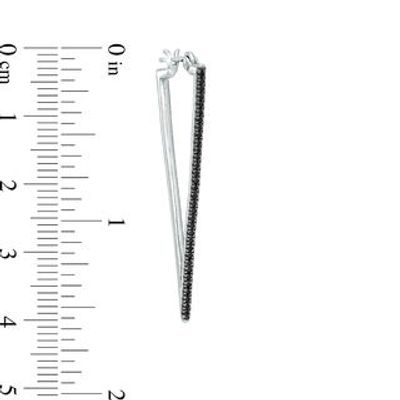 0.29 CT. T.W. Black Diamond Triangle Hoop Earrings in Sterling Silver|Peoples Jewellers
