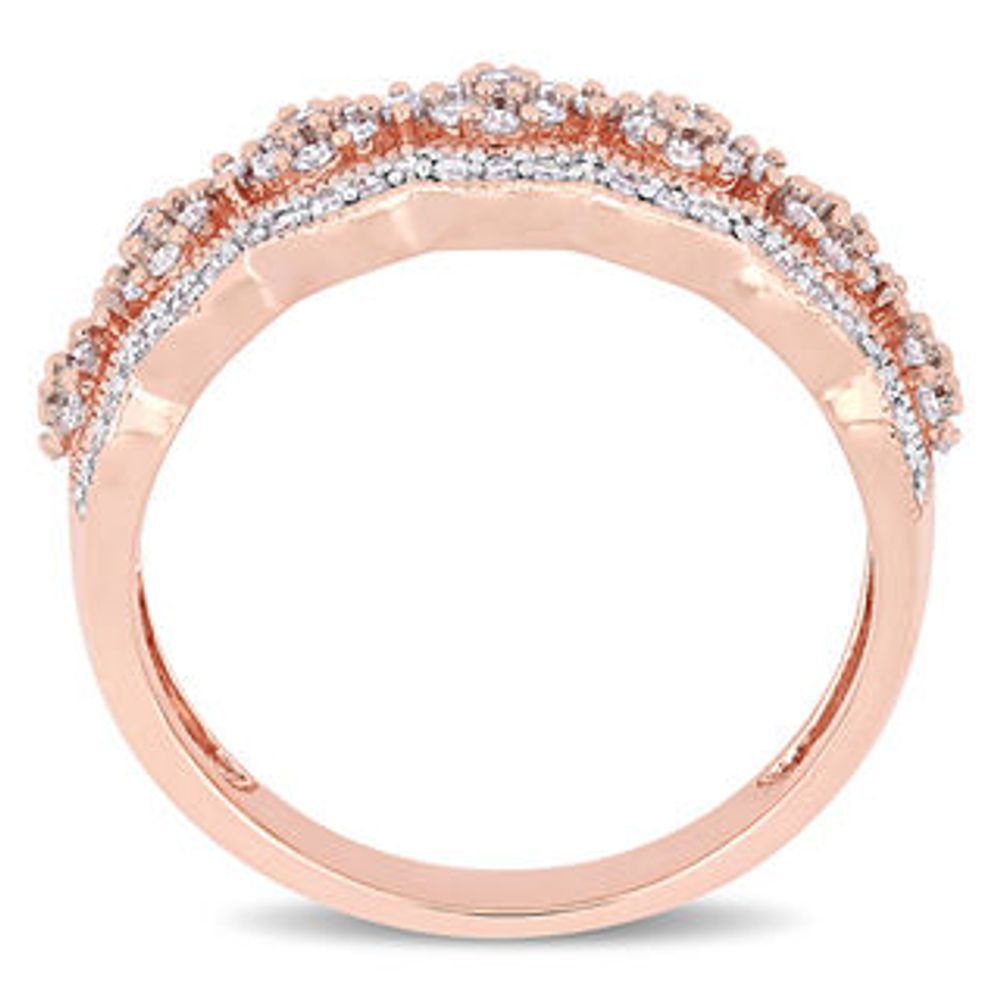 0.49 CT. T.W. Composite Diamond Scallop Vintage-Style Ring in 10K Rose Gold|Peoples Jewellers