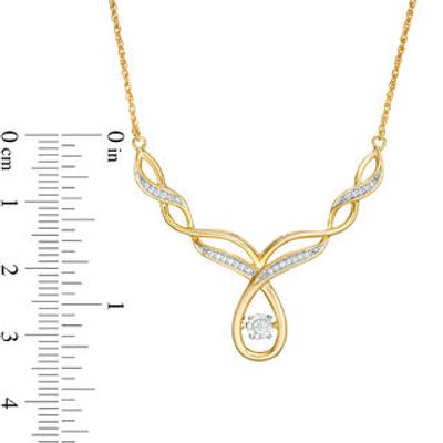 0.145 CT. T.W. Diamond Double Row V Necklace in Sterling Silver - 16.5