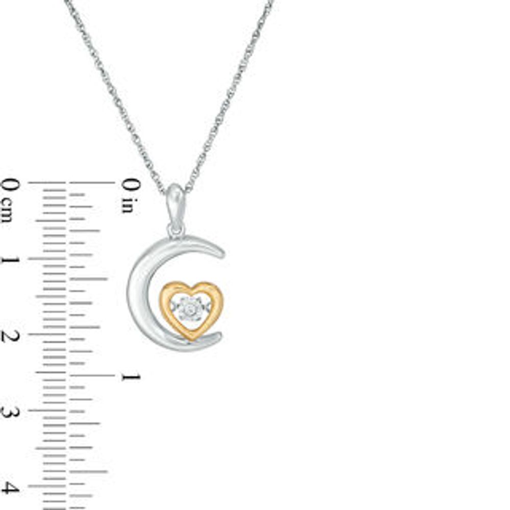Unstoppable Love™ Diamond Accent Crescent Moon with Heart Pendant in Sterling Silver and 10K Gold|Peoples Jewellers