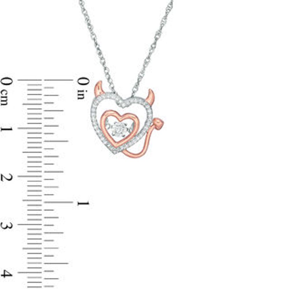 Unstoppable Love™ 0.09 CT. T.W. Diamond Devil Heart Outline in Sterling Silver and 10K Rose Gold|Peoples Jewellers