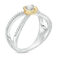 0.23 CT. T.W. Diamond Split Shank Ring in Sterling Silver and 10K Gold|Peoples Jewellers
