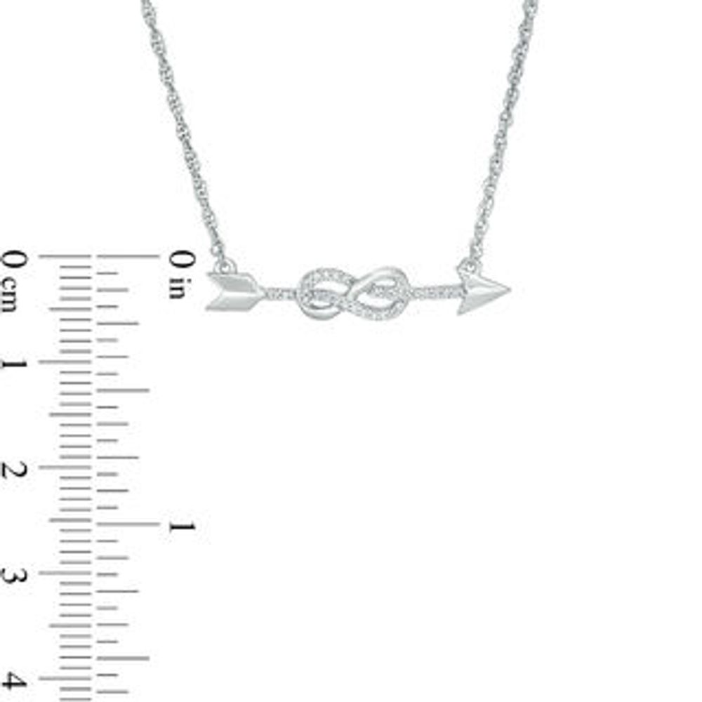 0.067 CT. T.W. Diamond Arrow Infinity Knot Necklace in Sterling Silver - 16.75"|Peoples Jewellers