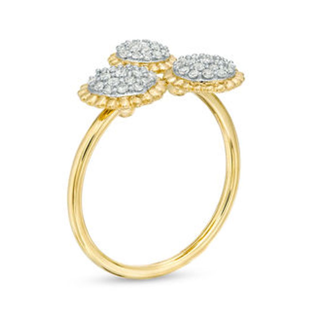 0.30 CT. T.W. Composite Diamond Flower Trio Ring in 10K Gold|Peoples Jewellers