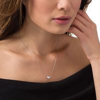 0.10 CT. T.W. Diamond Hexagon Necklace in 10K White Gold|Peoples Jewellers