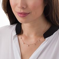 0.05 CT. T.W. Diamond Station-Drop Necklace in 10K Rose Gold|Peoples Jewellers