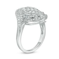 1.00 CT. T.W. Composite Diamond Oval Bypass Frame Ring in 10K White Gold|Peoples Jewellers