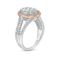 0.97 CT. T.W. Composite Diamond Oval Frame Multi-Row Ring in 10K Two-Tone Gold|Peoples Jewellers