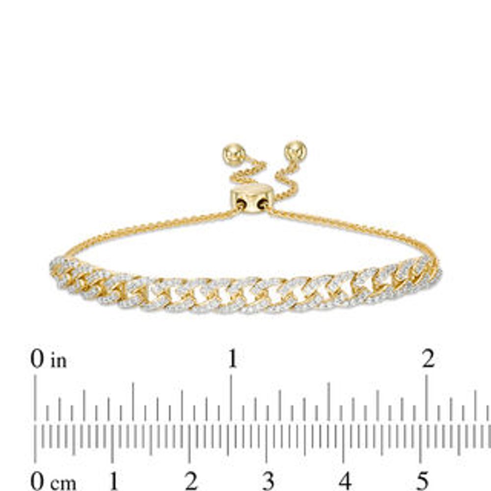 0.50 CT. T.W. Diamond Curb Chain Bolo Bracelet in 10K Gold - 9.5"|Peoples Jewellers