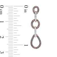 0.37 CT. T.W. Enhanced Champagne and White Diamond Linked Teardrop Earrings in 10K Rose Gold|Peoples Jewellers