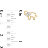 Diamond Accent Elephant Stud Earrings in Sterling Silver and 14K Gold Plate|Peoples Jewellers