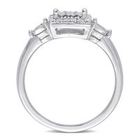 0.15 CT. T.W. Diamond Square Frame Heart-Sides Promise Ring in Sterling Silver|Peoples Jewellers