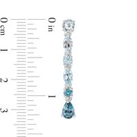 Multi-Shaped Blue Topaz Linear Drop Earrings in Sterling Silver|Peoples Jewellers