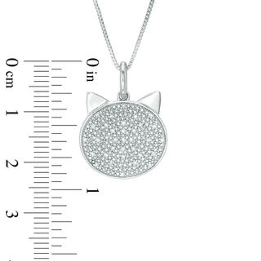 0.10 CT. T.W. Diamond Cat Face Pendant in Sterling Silver|Peoples Jewellers