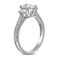 1.10 CT. T.W. Oval Diamond Three Stone Engagement Ring in 14K White Gold|Peoples Jewellers