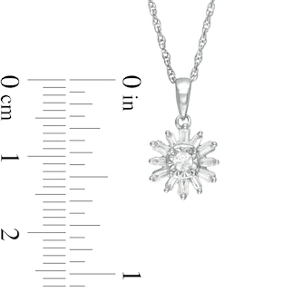 0.20 CT. T.W. Baguette and Round Diamond Snowflake Pendant in 10K White Gold|Peoples Jewellers