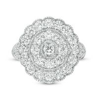 1.95 CT. T.W. Diamond Double Frame Scallop Vintage-Style Ring in 10K White Gold|Peoples Jewellers