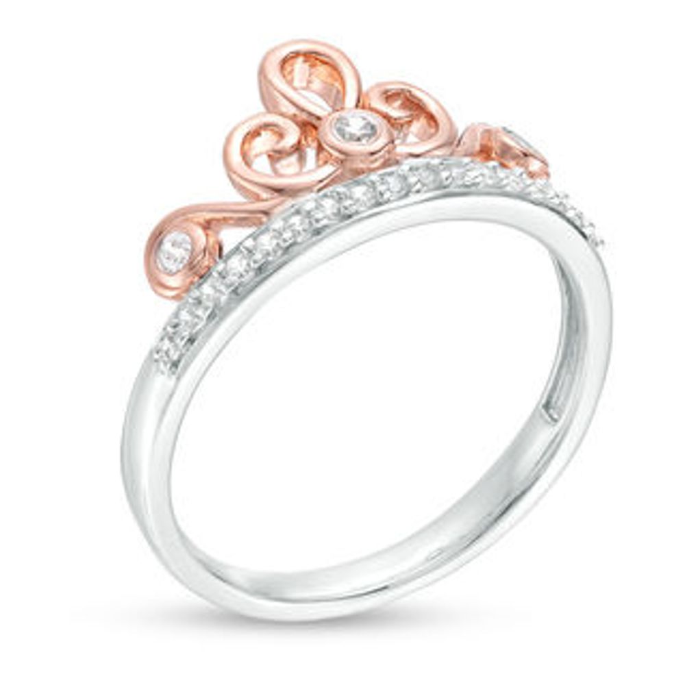 0.115 CT. T.W. Diamond Crown Ring in Sterling Silver and 10K Rose Gold|Peoples Jewellers