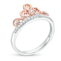 0.115 CT. T.W. Diamond Crown Ring in Sterling Silver and 10K Rose Gold|Peoples Jewellers