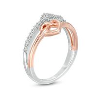 0.145 CT. T.W. Diamond Double Heart Knot Ring in Sterling Silver and 10K Rose Gold|Peoples Jewellers