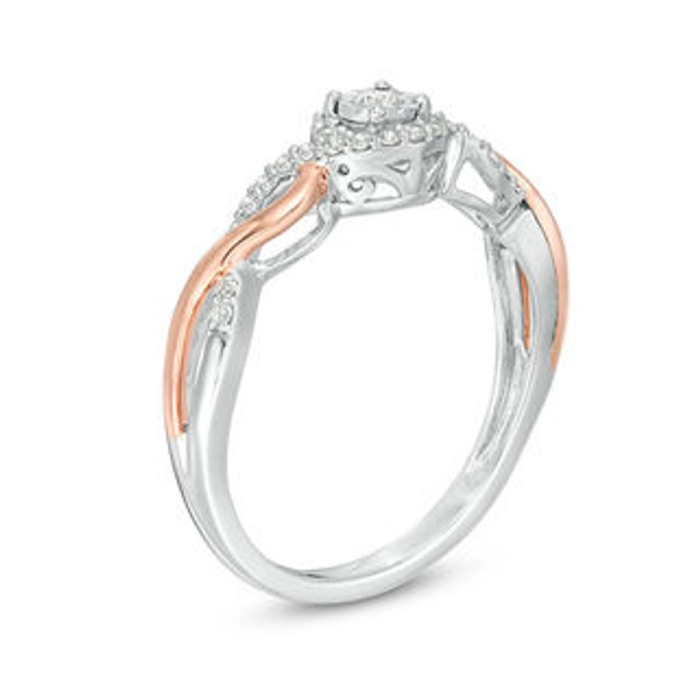 0.18 CT. T.W. Diamond Bypass Twist Ring in Sterling Silver and 10K Rose Gold|Peoples Jewellers