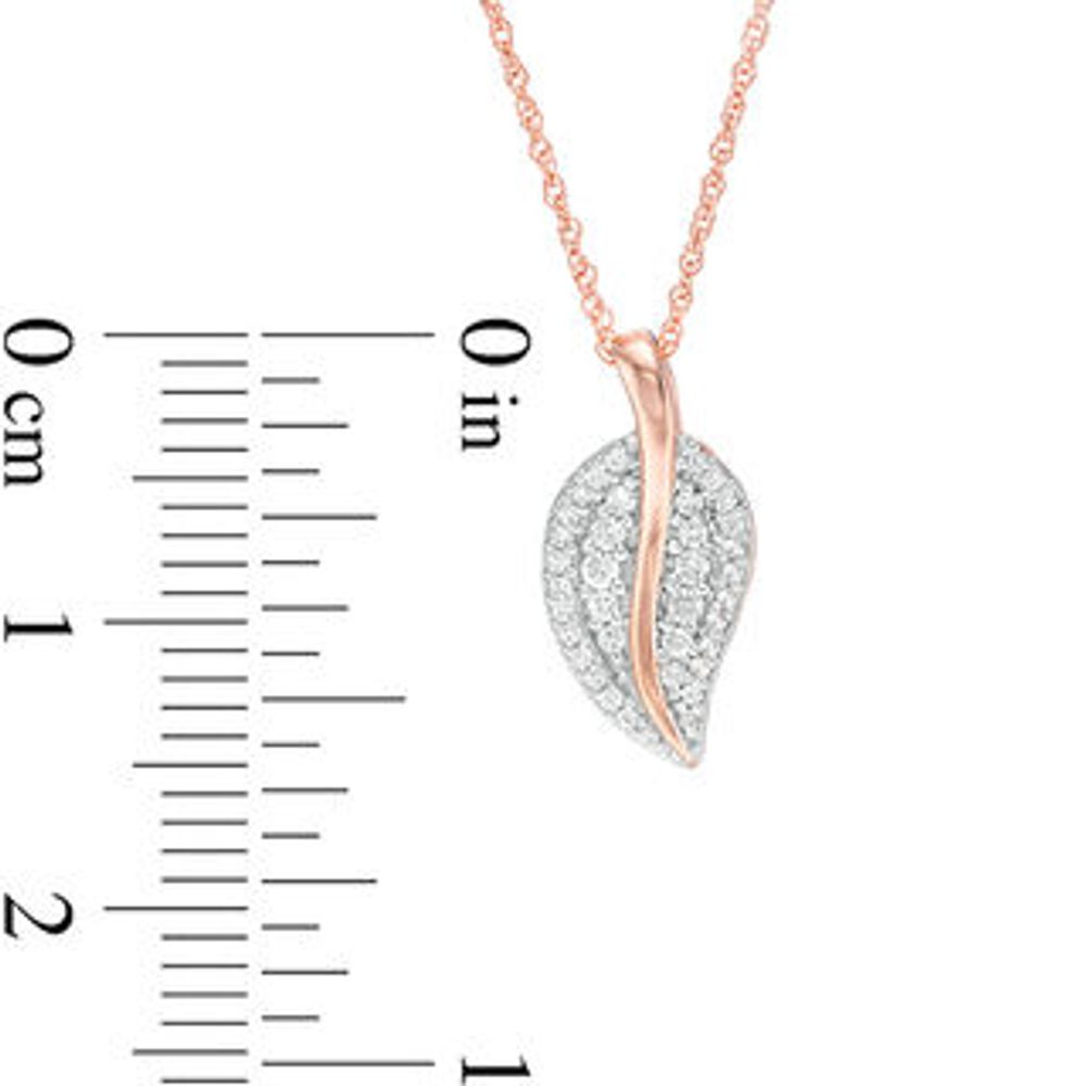 0.16 CT. T.W. Diamond Leaf Pendant in 10K Rose Gold|Peoples Jewellers
