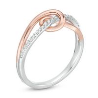 0.116 CT. T.W. Diamond Loop Split Shank Ring in Sterling Silver and 10K Rose Gold|Peoples Jewellers