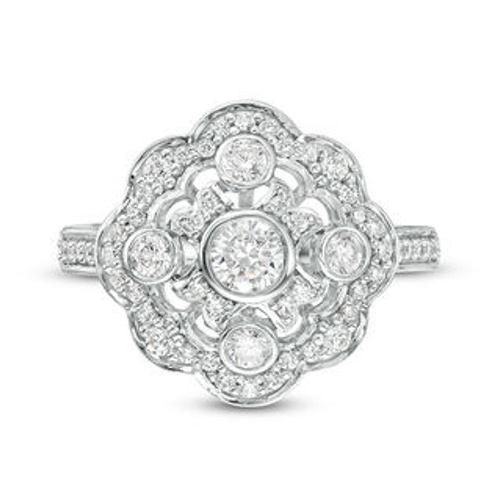 0.69 CT. T.W. Diamond Scallop Frame Ring in 10K White Gold|Peoples Jewellers