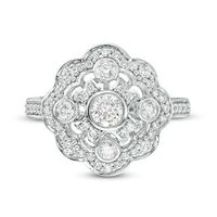 0.69 CT. T.W. Diamond Scallop Frame Ring in 10K White Gold|Peoples Jewellers