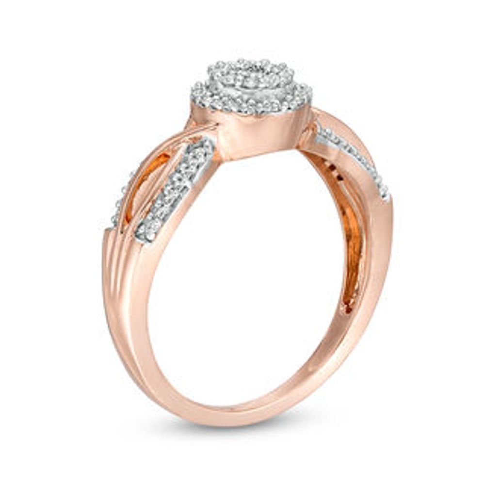 0.18 CT. T.W. Diamond Double Frame Twist Promise Ring in 10K Rose Gold|Peoples Jewellers