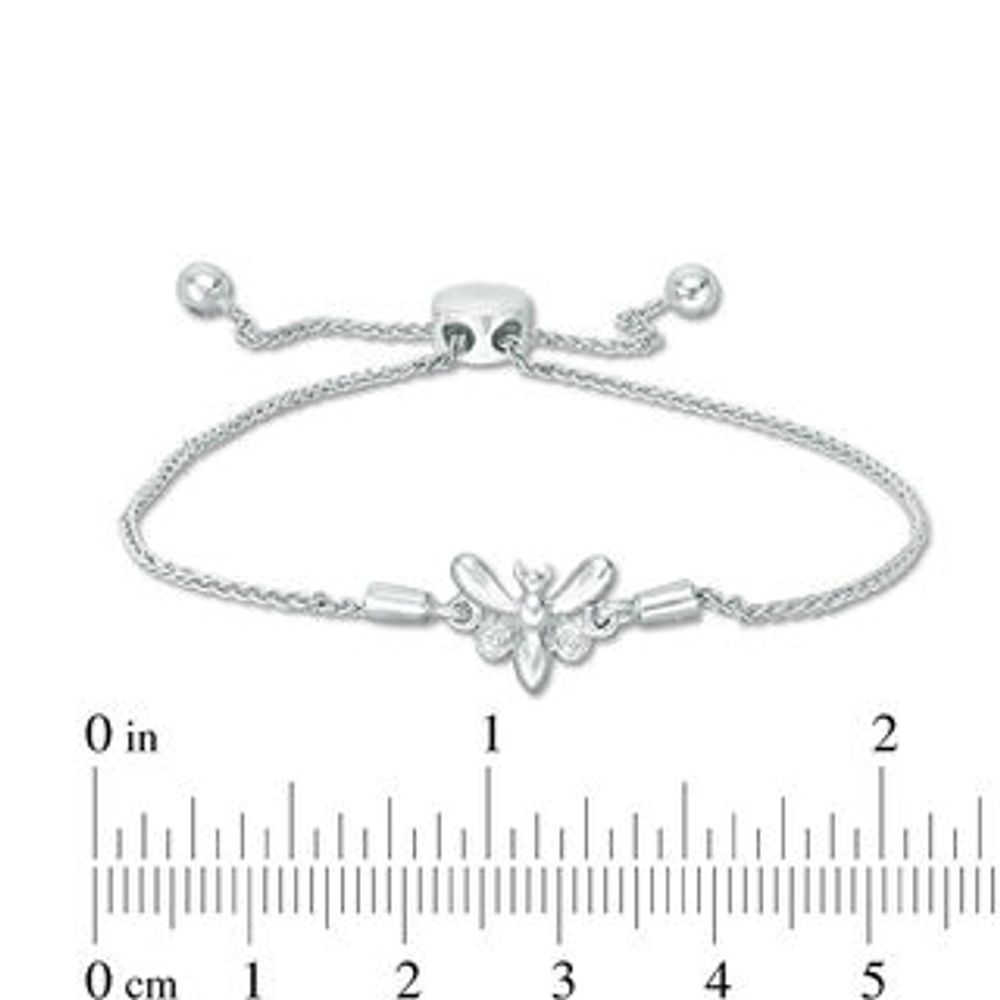 Diamond Accent Butterfly Bolo Bracelet in Sterling Silver - 9.5"|Peoples Jewellers