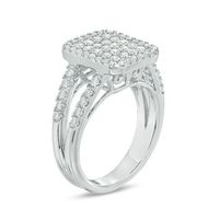 0.95 CT. T.W. Composite Diamond Octagon Frame Split Shank Ring in 10K White Gold|Peoples Jewellers