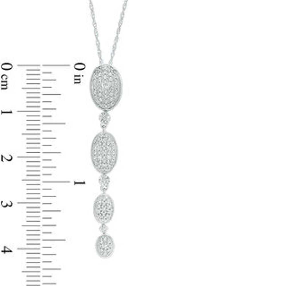 0.085 CT. T.W. Oval Composite Diamond Quad Drop Pendant in 10K White Gold|Peoples Jewellers