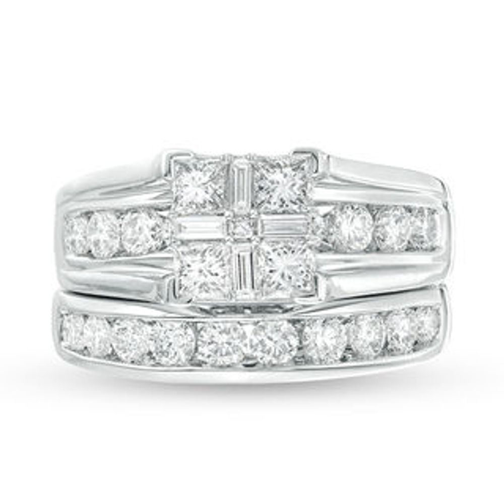 CT. T.W. Quad Princess-Cut Diamond Bridal Set in 14K White Gold|Peoples Jewellers