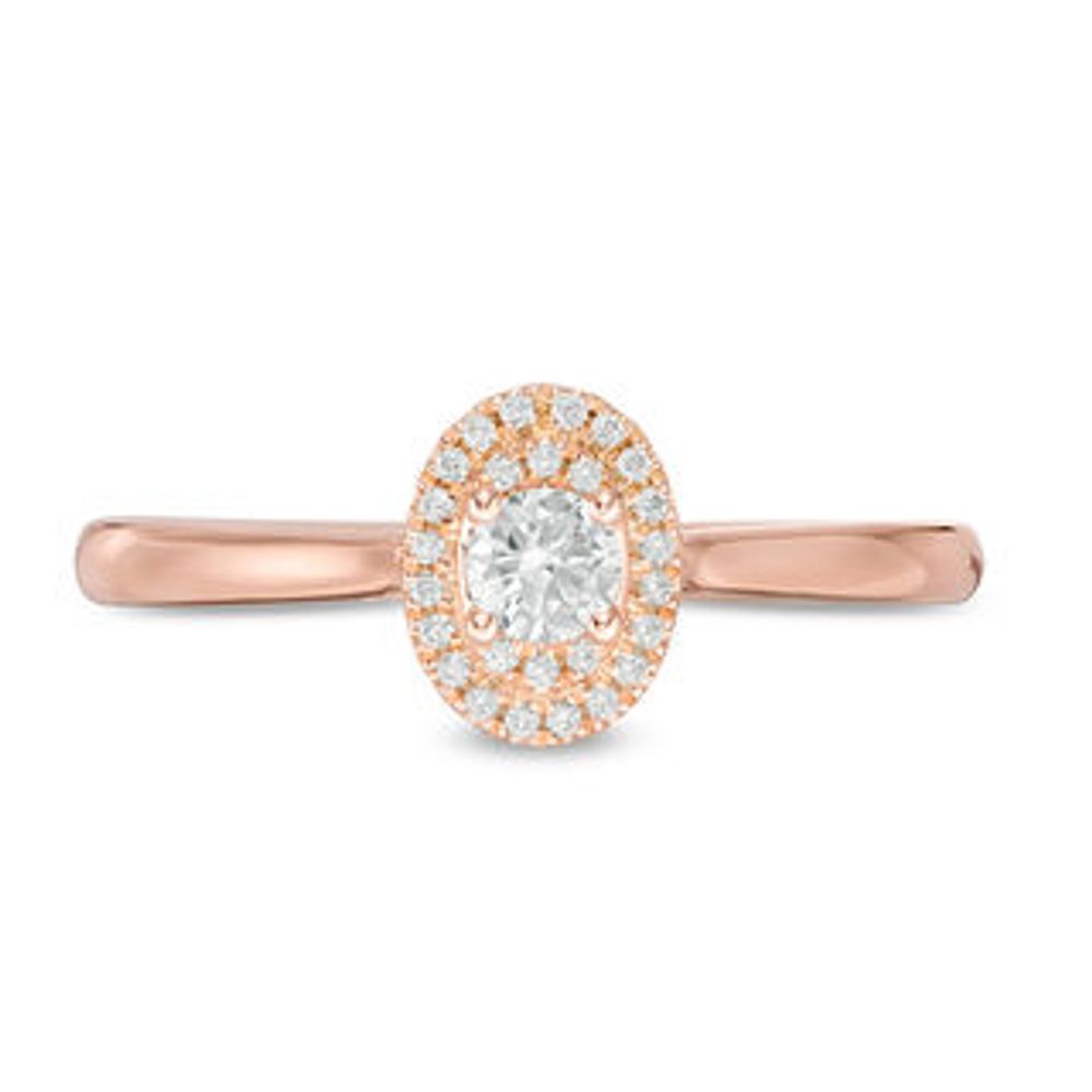 0.25 CT. T.W. Diamond Double Oval Frame Vintage-Style Engagement Ring in 10K Rose Gold|Peoples Jewellers