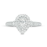 0.50 CT. T.W. Pear-Shaped Diamond Double Frame Engagement Ring in 14K White Gold - Size 7|Peoples Jewellers