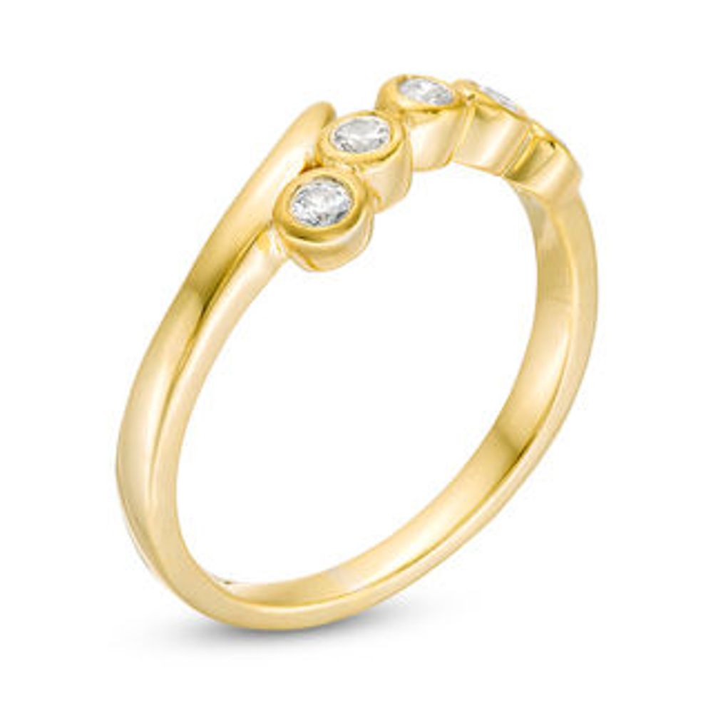 0.18 CT. T.W. Diamond Bezel-Set Bypass Ring in 10K Gold|Peoples Jewellers