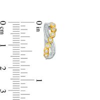 0.18 CT. T.W. Diamond Bezel-Set Crossover Hoop Earrings in 10K Two-Tone Gold|Peoples Jewellers