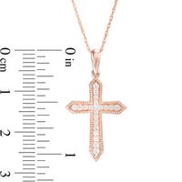 0.145 CT. T.W. Diamond Vintage-Style Cross Pendant in 10K Rose Gold|Peoples Jewellers