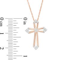 0.065 CT. T.W. Diamond Cross Outline Pendant in 10K Rose Gold|Peoples Jewellers