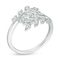 0.117 CT. T.W. Diamond Double Leaf Vine Wrap Ring in Sterling Silver|Peoples Jewellers