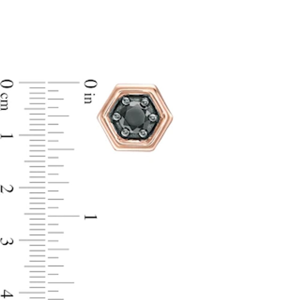 CT. T.W. Black Diamond Solitaire Hexagon Stud Earrings in 10K Rose Gold|Peoples Jewellers