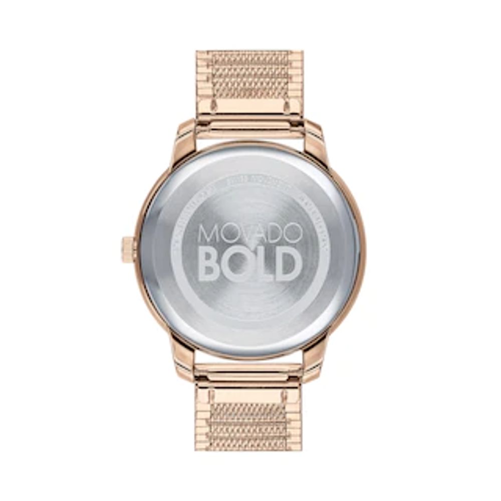 Ladies' Movado Bold® Rose-Tone IP Mesh Watch with Rose-Tone Dial (Model: 3600596)|Peoples Jewellers