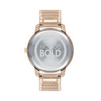 Ladies' Movado Bold® Rose-Tone IP Mesh Watch with Rose-Tone Dial (Model: 3600596)|Peoples Jewellers