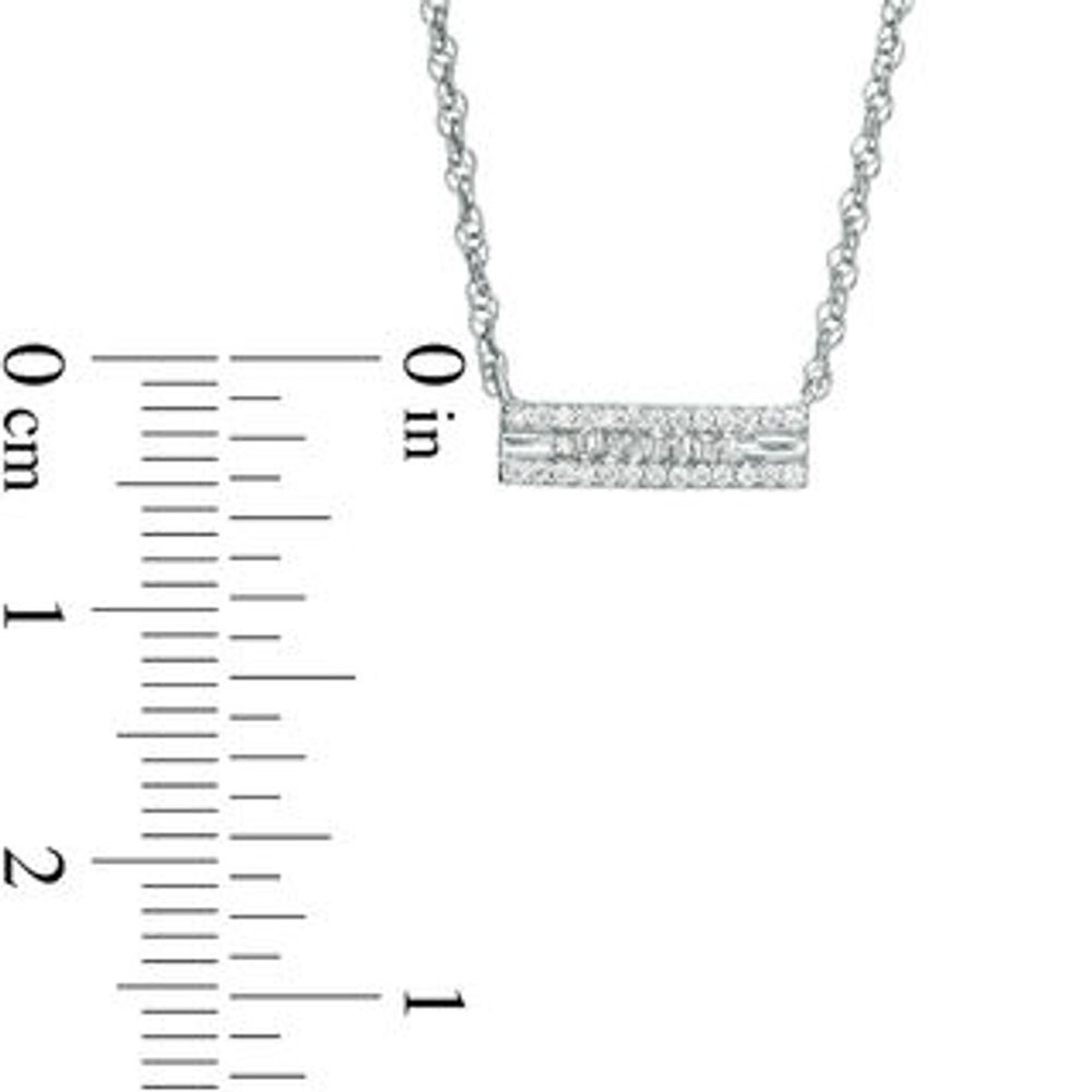 0.115 CT. T.W. Baguette and Round Diamond Bar Necklace in Sterling Silver - 17.5"|Peoples Jewellers