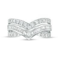 0.95 CT. T.W. Diamond Double Row Chevron Ring in 10K White Gold|Peoples Jewellers