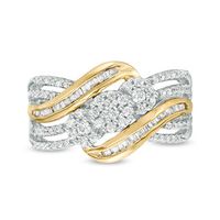 0.45 CT. T.W. Composite Diamond Bypass Multi-Row Ring in 10K Two-Tone Gold|Peoples Jewellers