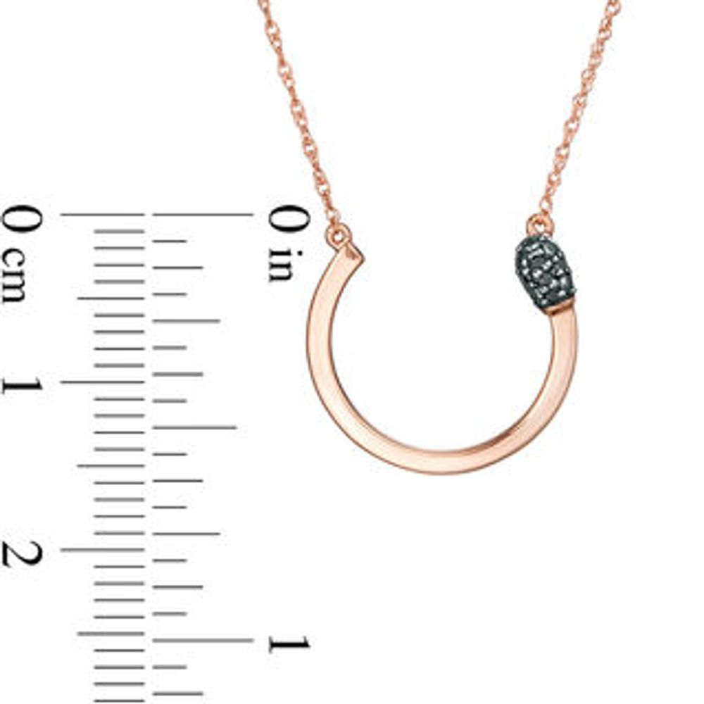 Black Diamond Accent Open Circle Matchstick Necklace in 10K Rose Gold|Peoples Jewellers