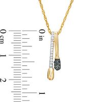 0.085 CT. T.W. Enhanced Black and White Diamond Double Matchstick Pendant in Sterling Silver and 14K Gold Plate|Peoples Jewellers