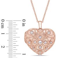 White Topaz Vintage-Style Heart-Shaped Locket in Sterling Silver with Rose Rhodium|Peoples Jewellers